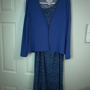 Sag Harbor Blue Patterned 3 piece skirt and top set. Size petite grande